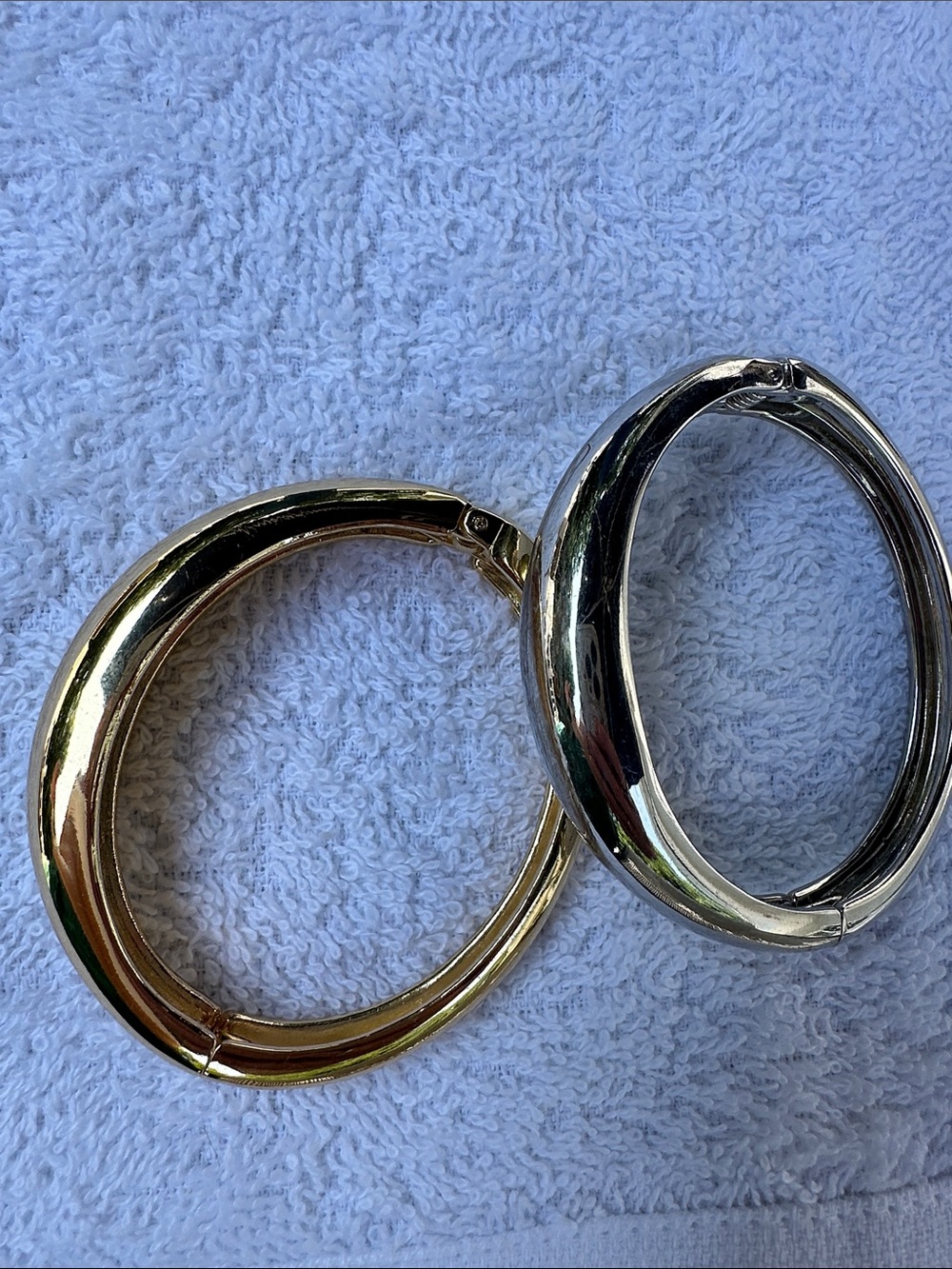 Two-Tone Gold and Silver Hinged Bracelet Set - Women's Fashion Bracelet